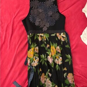Free People Black and Yellow Floral Kids Dress